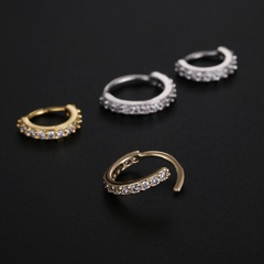 Simple Style Circle Copper Inlay Zircon Nose Ring 1 Piece