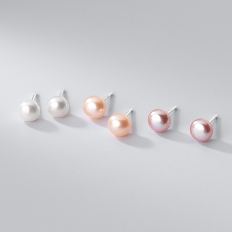 Simple Style Round Silver Pearl Ear Studs 1 Pair's discount tags