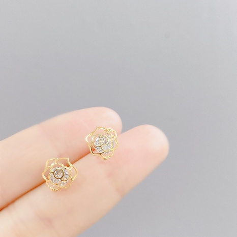 Sweet Flower Copper Plating Zircon Ear Studs 3 Pairs's discount tags
