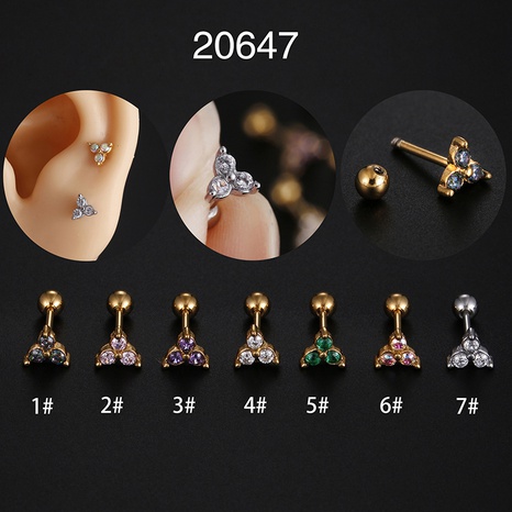 Simple Style Round Stainless Steel Inlay Zircon Ear Studs 1 Piece's discount tags