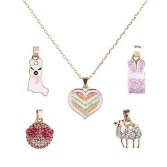 Cute Heart Shape Alloy Inlay Artificial Gemstones Girl'S Pendant Necklace 1 Set