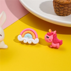 Cartoon Style Unicorn Plastic Resin Girl'S Ear Studs 1 Pair