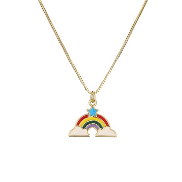 Cross-Border European and American Ins Style Rainbow Color Heart-Shaped Pendant Necklace Female Personality Candy Color Contrast Color Necklace Tide Clavicle Chain—2