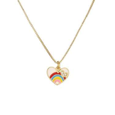 Cross-Border European and American Ins Style Rainbow Color Heart-Shaped Pendant Necklace Female Personality Candy Color Contrast Color Necklace Tide Clavicle Chain—5
