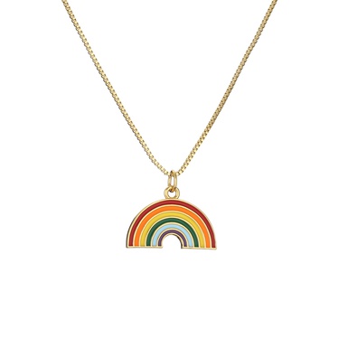 Cross-Border European and American Ins Style Rainbow Color Heart-Shaped Pendant Necklace Female Personality Candy Color Contrast Color Necklace Tide Clavicle Chain—4