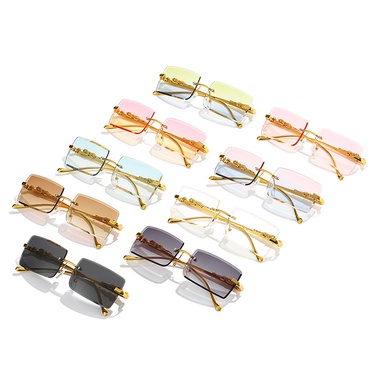 Amazon New Rimless Square Sunglasses Europe and America Cross Border Fashion Sunglasses Fashion Sun-Proof Glasses—2