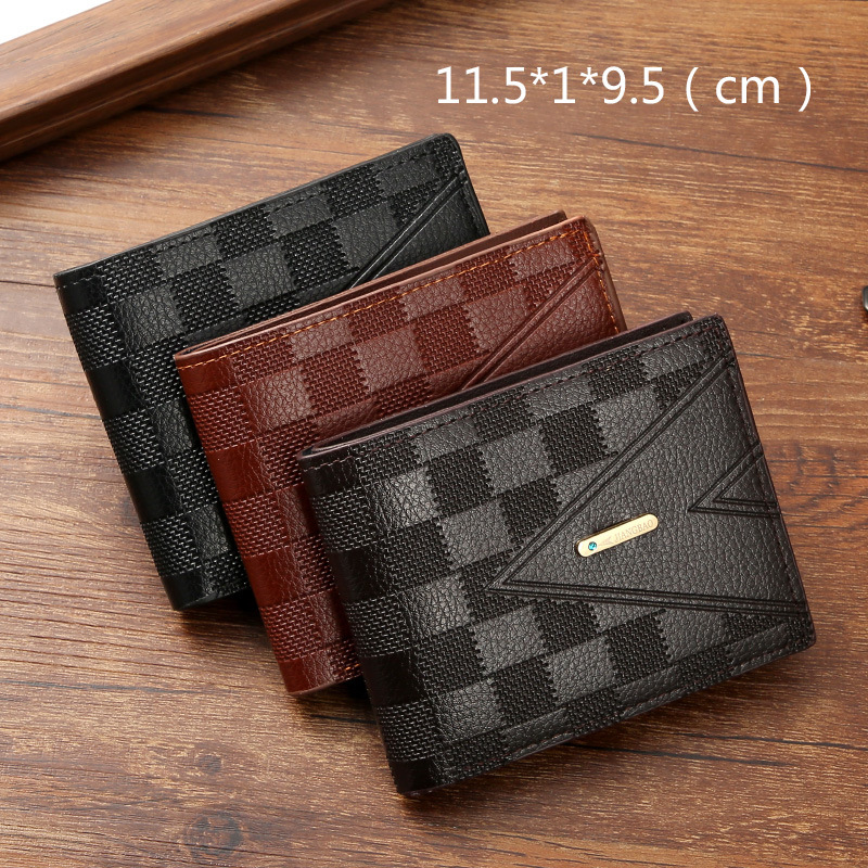 Wholesale Men's Lattice PU Leather Open Wallets