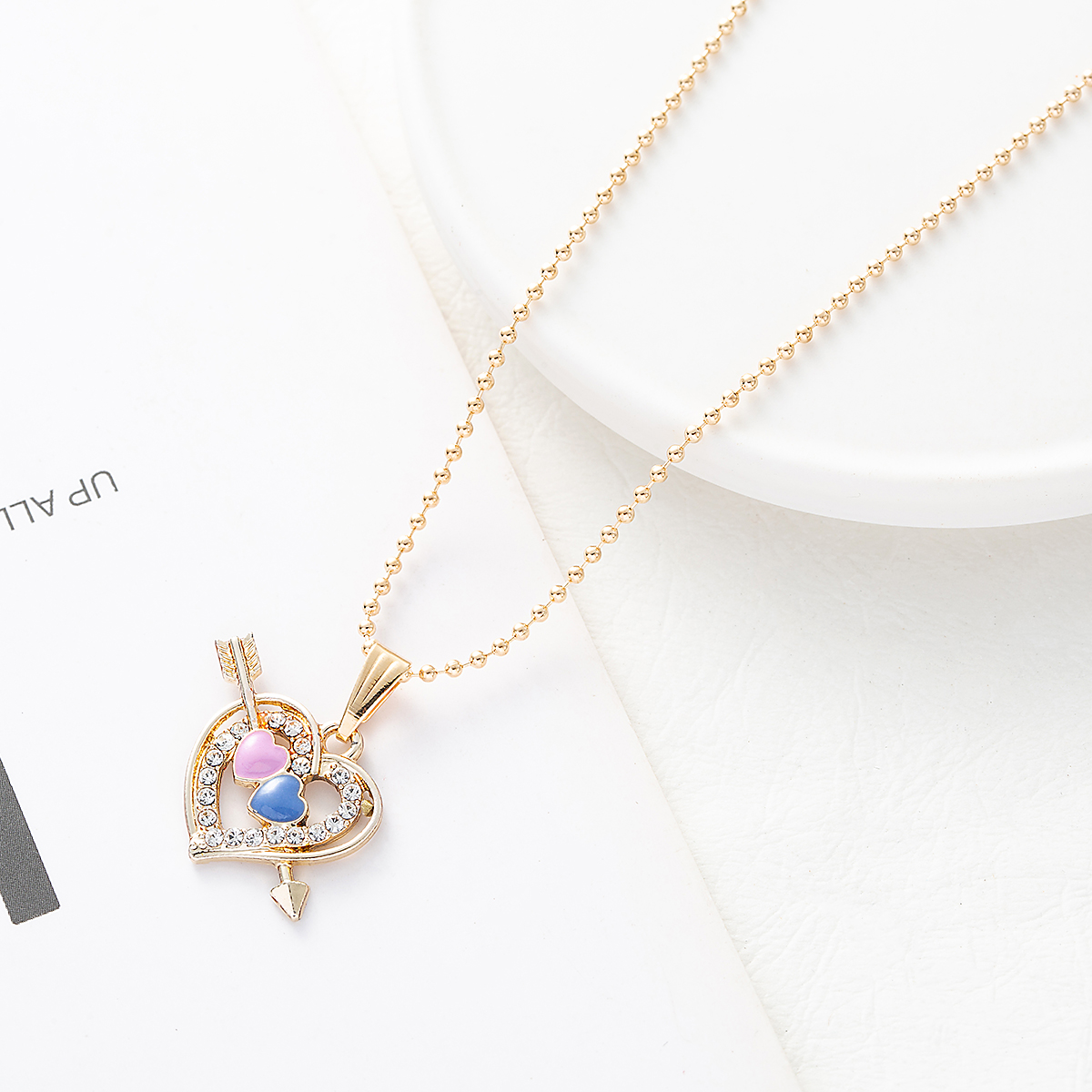 Cute Sweet Simple Style Heart Shape Alloy Plating Inlay Artificial Pearls  Zircon 14K Gold Plated Women's Pendant Necklace