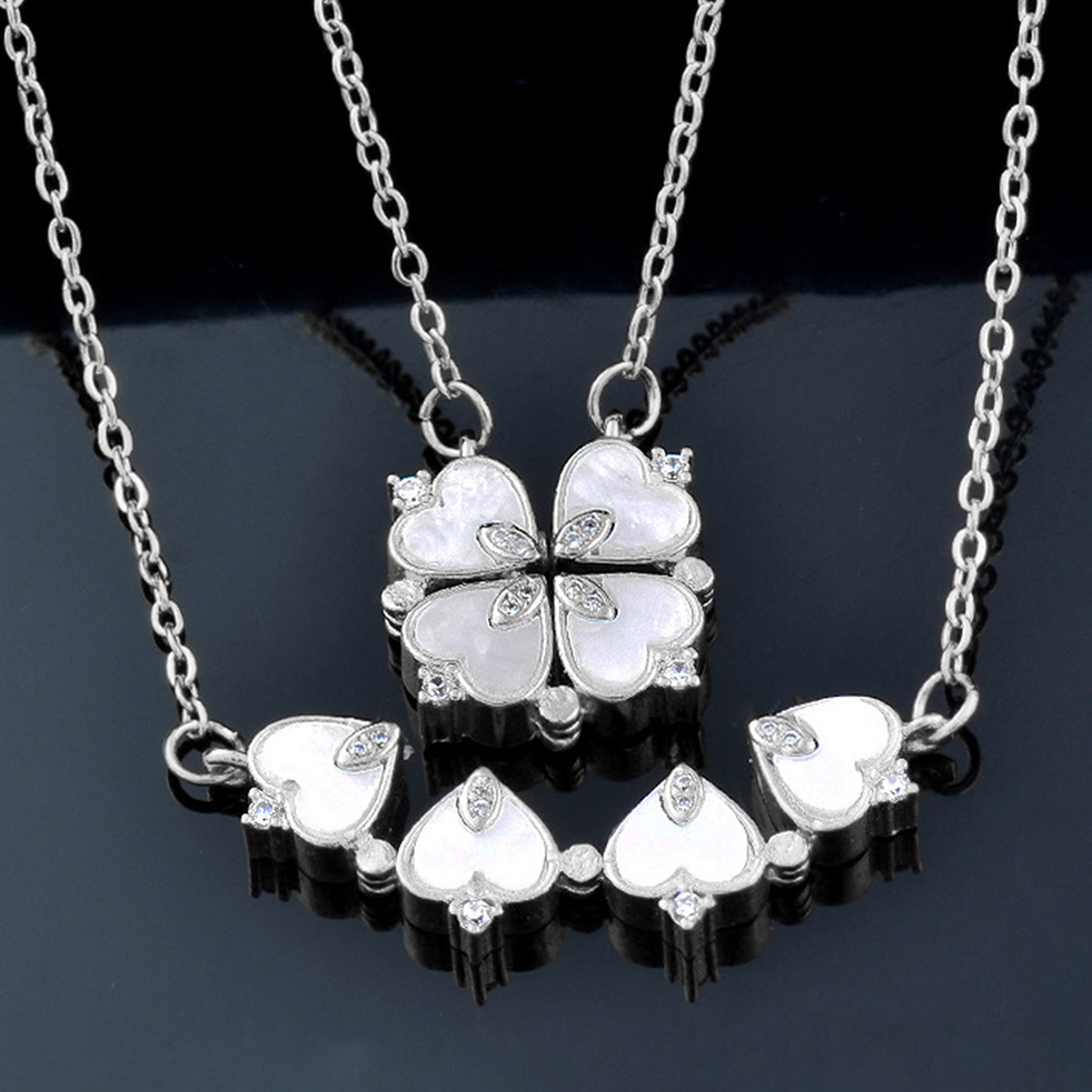 Designer Silver Clover Necklace