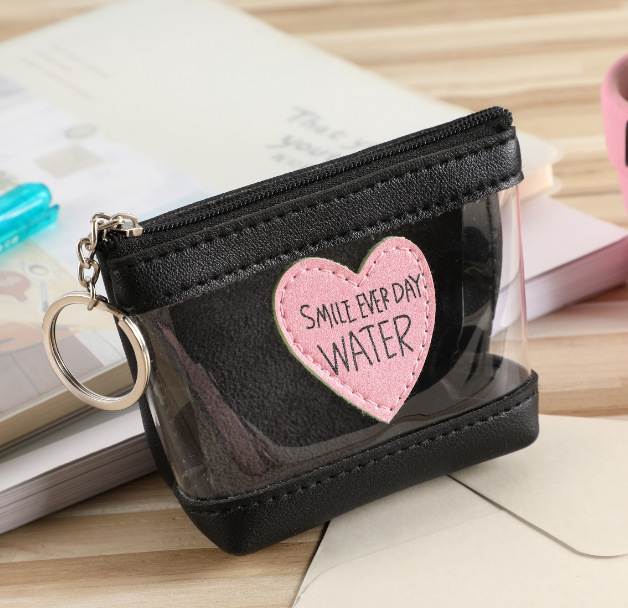 Black leather heart coin purse