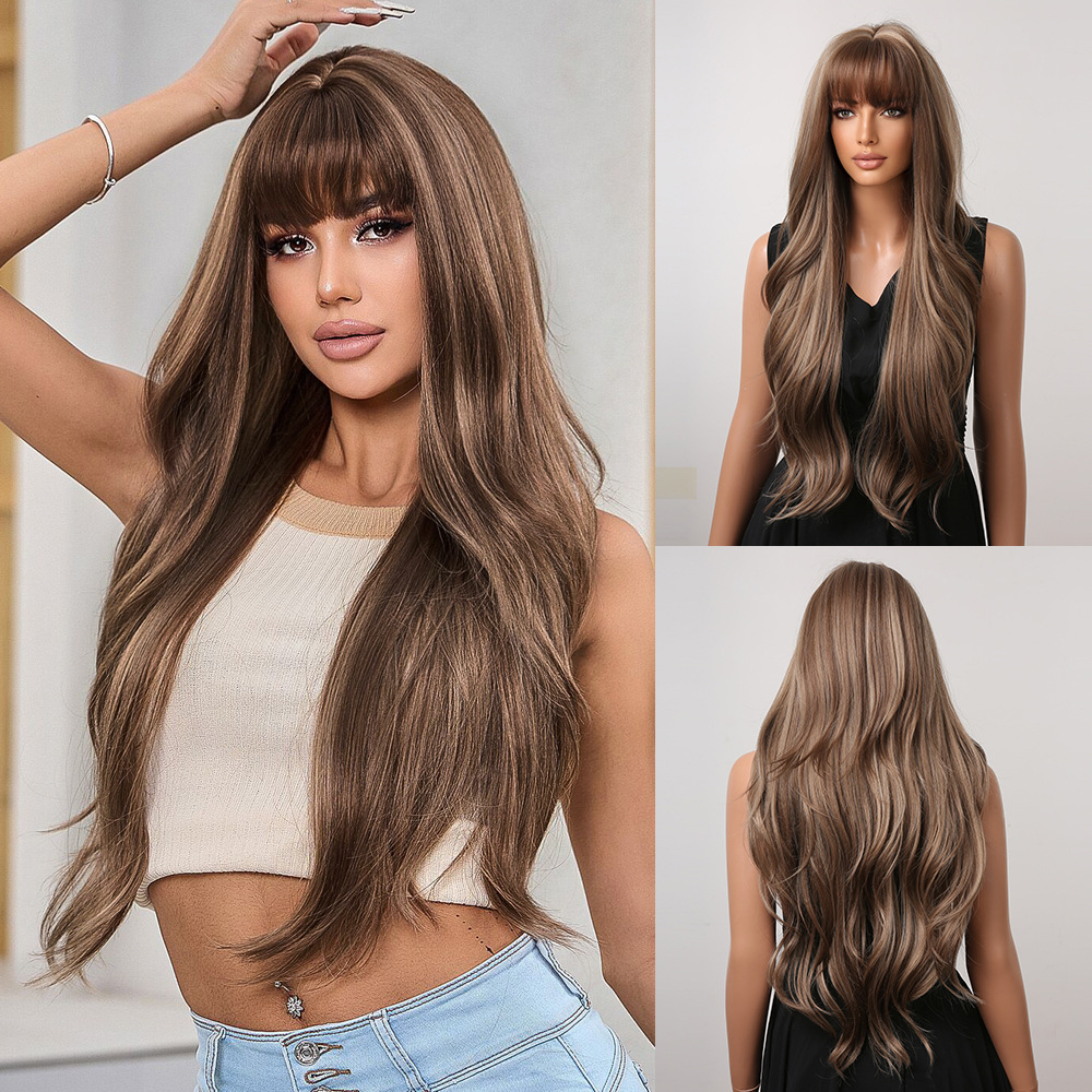 Wholesale Women's Simple Style Casual high temperature wire Bangs Long  Curly Hair Wigs - Nihaojewelry