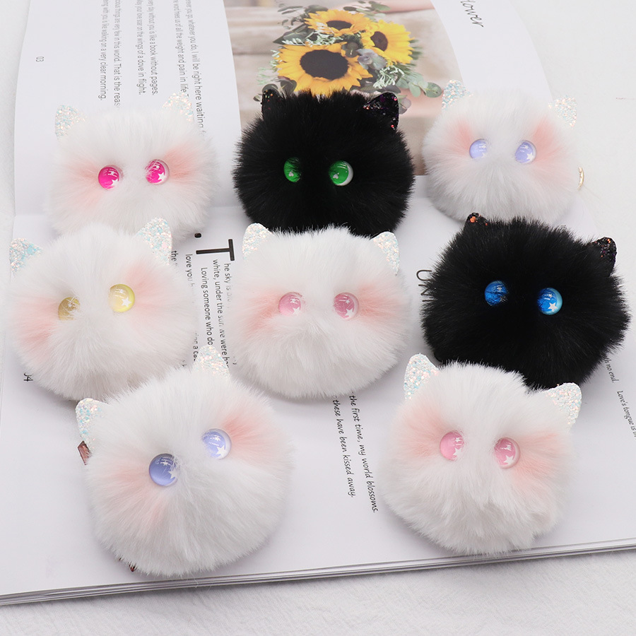 Cute Bowknot Pendent Rabbit Fur Pom Pom Keychain Bulk Fluffy Key Chain  Plush Crystal Leather Car