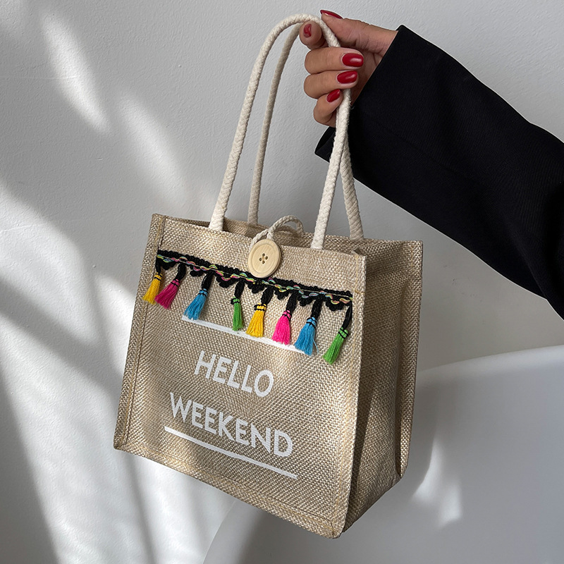 Hello Weekend Tote Bag (Black)