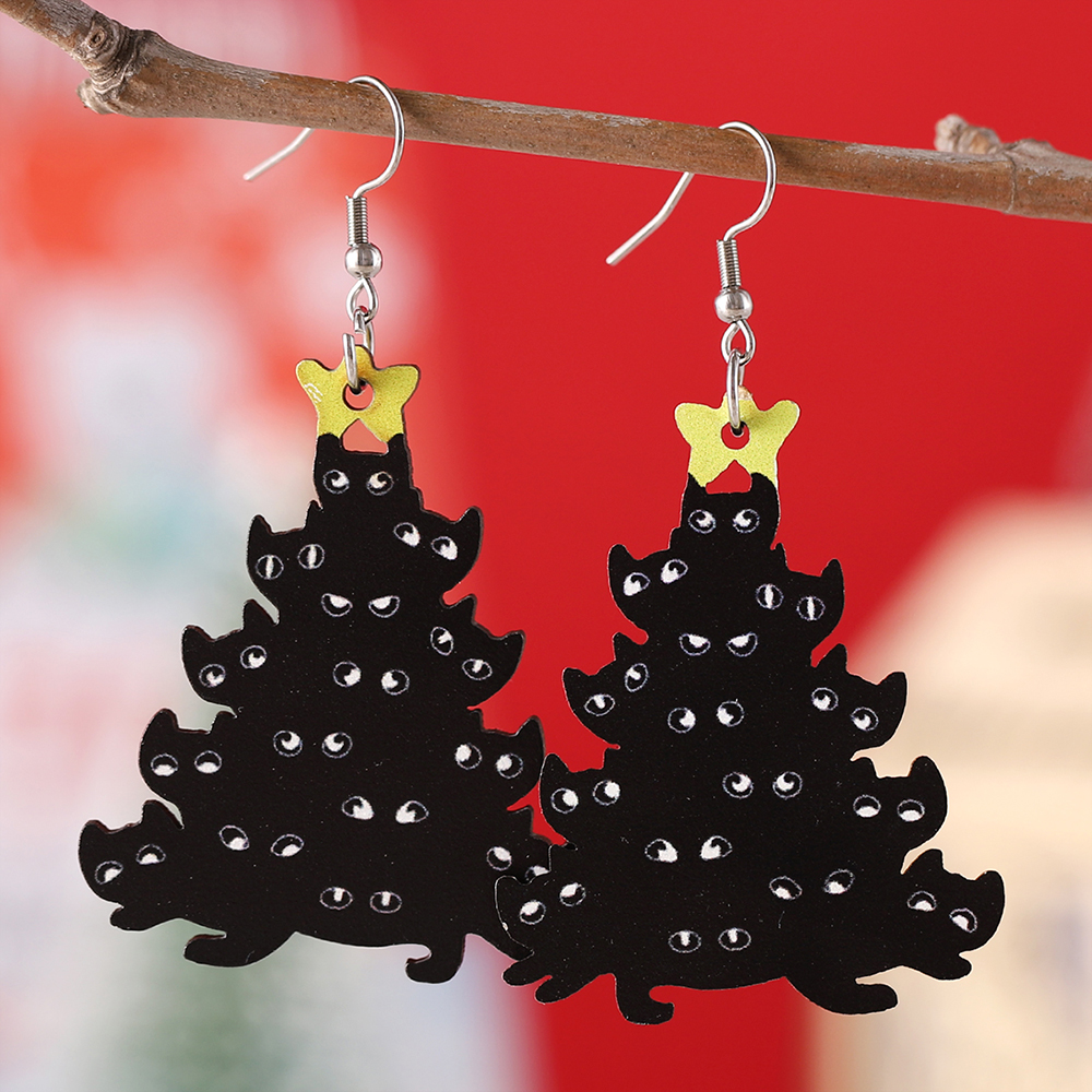 1 Pair Cute Sweet Christmas Tree Christmas Socks Elk Alloy Plastic Earrings